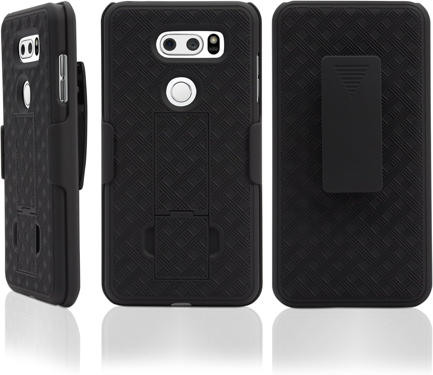 Boxwave Holster Compatible with LG V30 - Dual+ Holster Case, Shell Cover and Belt Clip Holster with Kickstand for LG V30 - Jet Black  BoxWave Corporation   