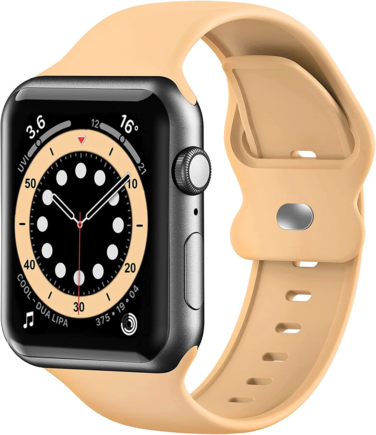 Upgrade Bands Compatible with Apple Watch Band 42Mm 44Mm 45Mm for Women Men-Soft Silicone Replacement Sport Watch Strap for Iwatch SE Series 7 6 5 4 3 2 1-Wristband  Gleiven Beige 42 mm/44 mm/45 mm 