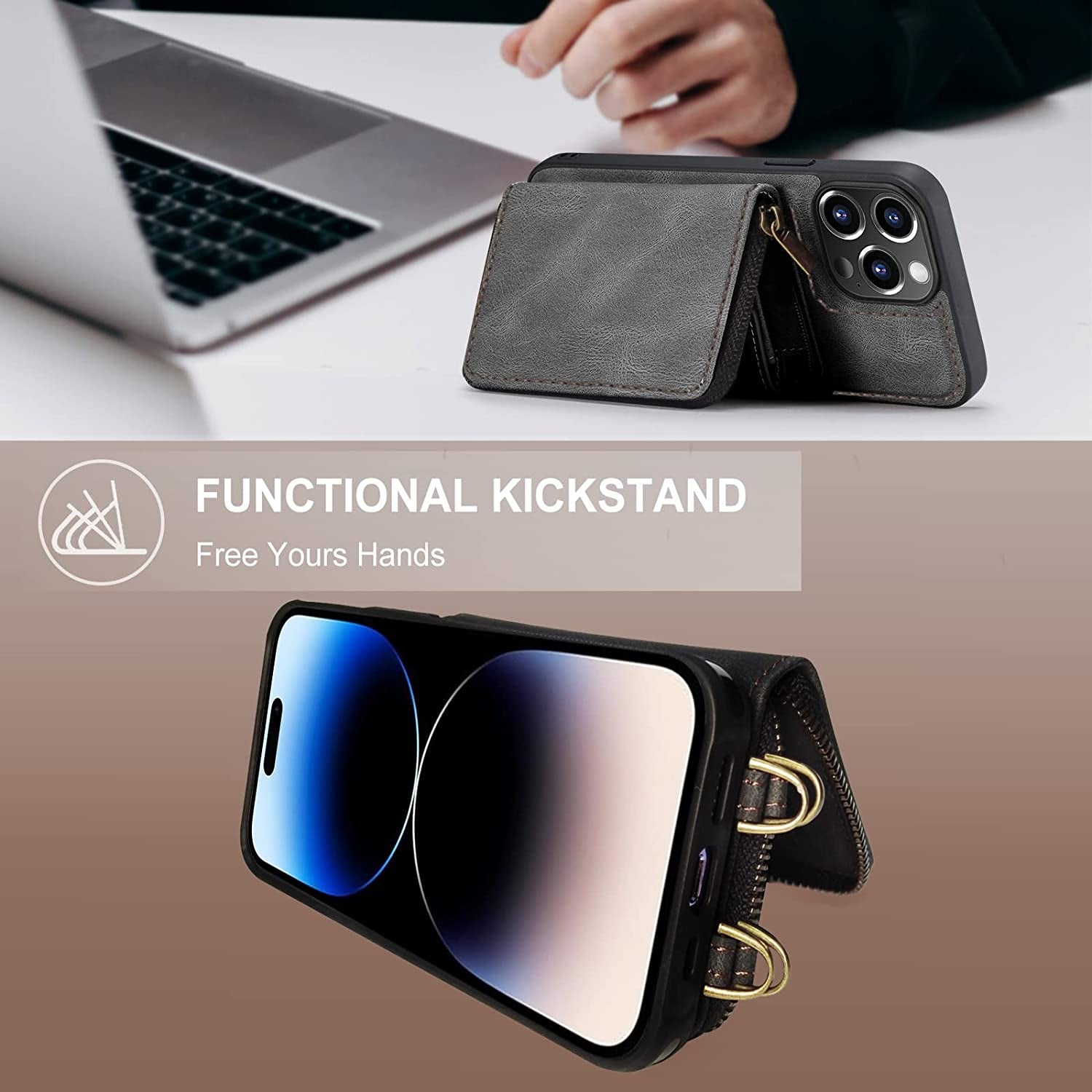 Energyspot Design for Iphone 14 Pro Max Case Compatible with Magsafe Charger Magnetic Removable Wallet Card Holder Slim Thin Leather Cover with 4.5Ft Lanyard (Pink)  EnergySpot   