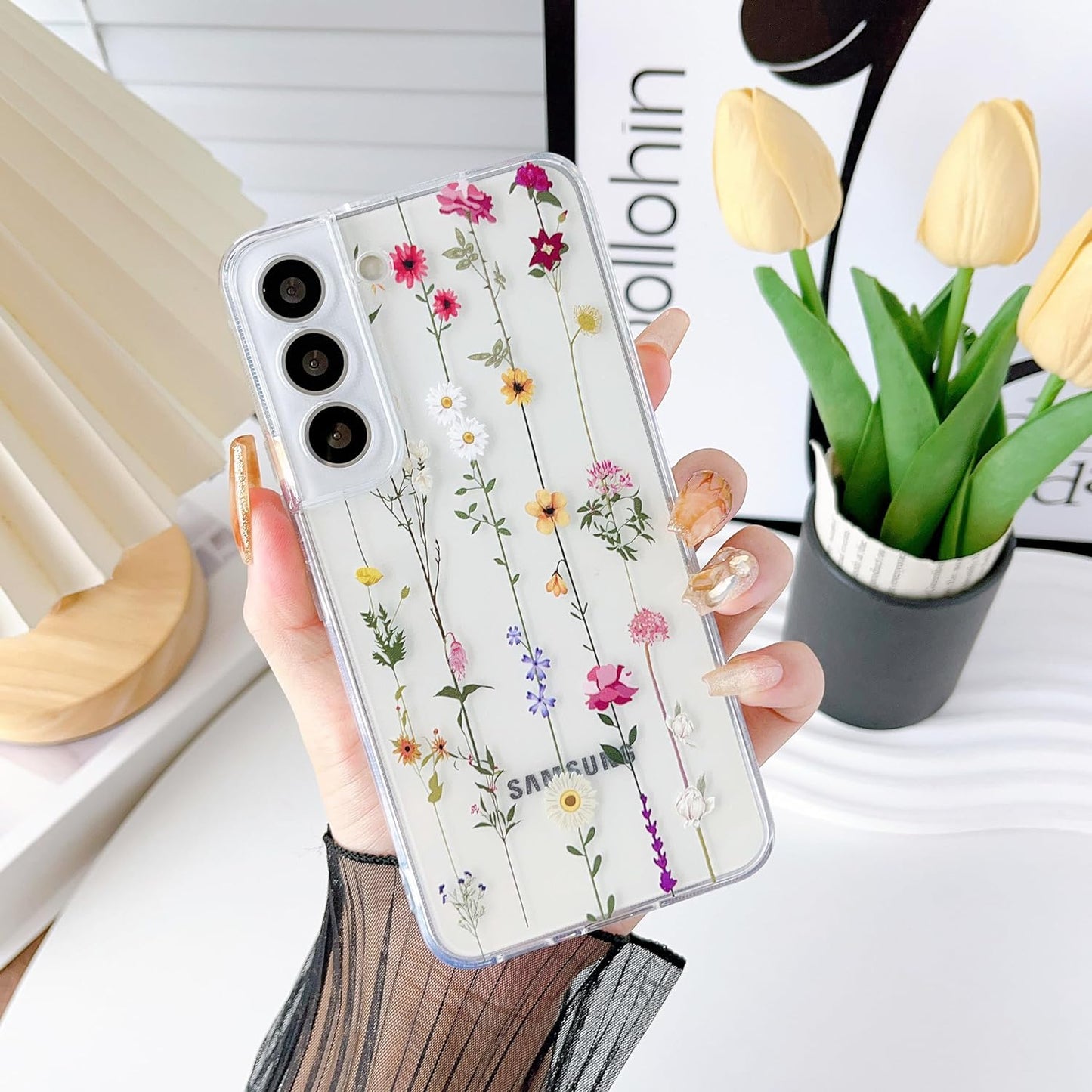 ZTOFERA Floral Case for Samsung Galaxy S22 5G,Cute Flower Pattern Case for Girls Women,Flexible Silicone Protective Slim Shockproof Bumper Phone Cover for Samsung Galaxy S22,Green  ZTOFERA Clear Samsung Galaxy S22 5G 
