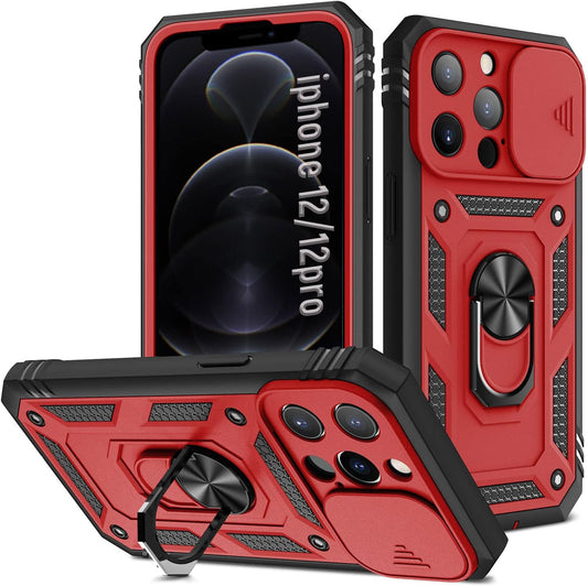 ZOEII for Iphone 12/12 Pro Case 6.1 Inch,With Camera Cover & Kickstand,Shockproof Drop Protection,Case for Iphone 12/12 Pro Case Red  ZOEII   