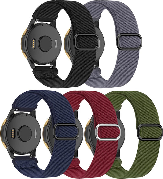 Oanux Stretchy Bands Compatible with Garmin Forerunner 245/245 Music/Venu/Vivoactive 3/Venu Sq/Vivoactive 3 Music/Vivomove Hr/Forerunner 645/645 Music/Venu 2 Plus(5 Pack)  Oanux   
