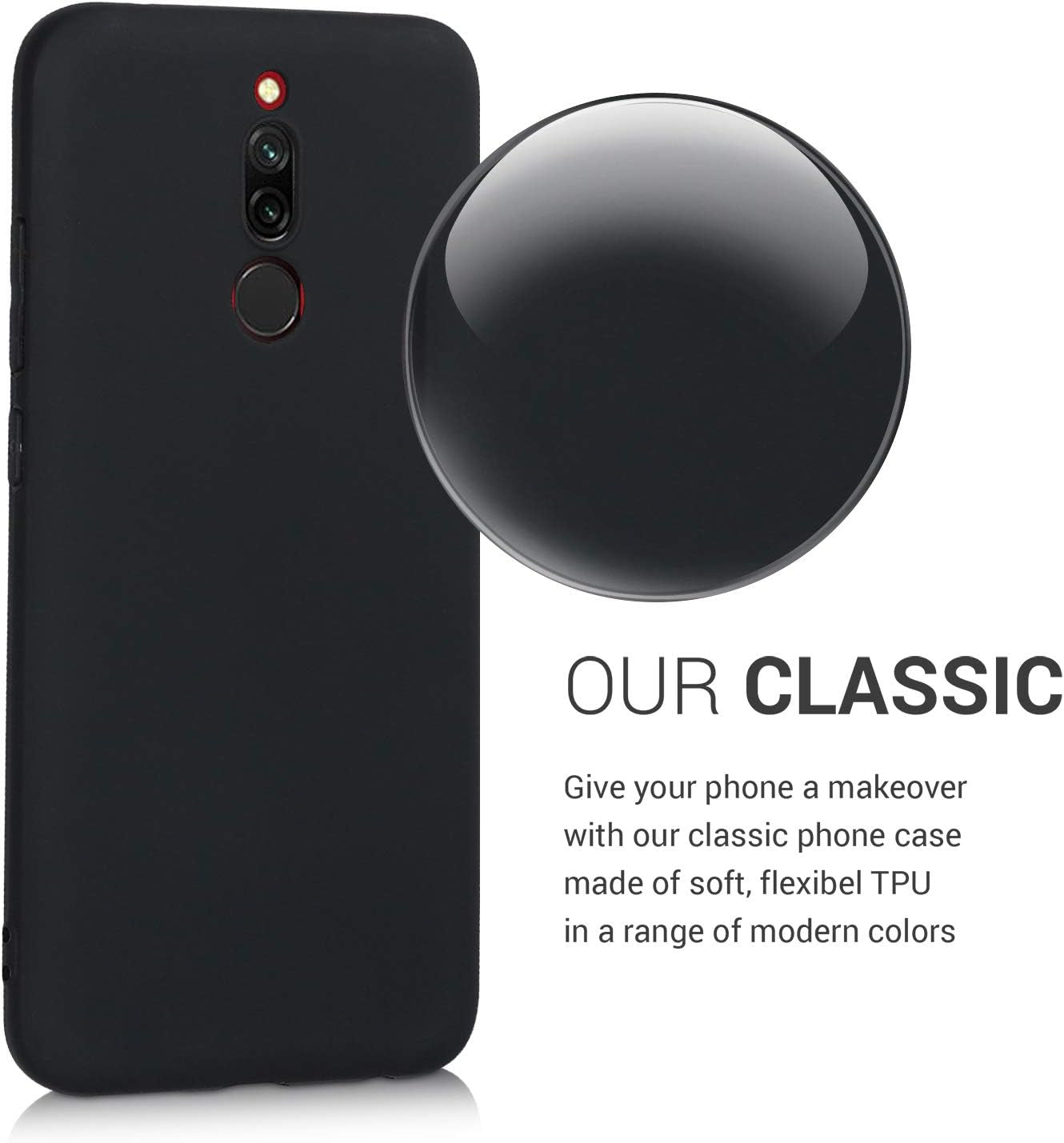 Kwmobile Case Compatible with Xiaomi Redmi 8 Case - Protective Slim TPU Phone Cover - Soft Matte Finish - Black Matte  KW-Commerce   