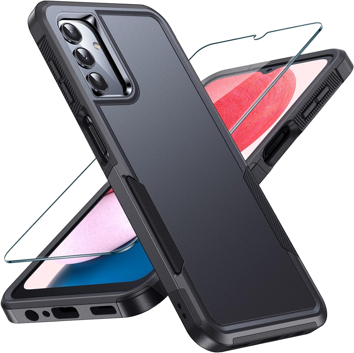 LK for Samsung Galaxy A13 5G Case, Galaxy A13 5G Case with Screen Protector, Dual Layer Heavy Duty Tough Rugged Shockproof Protective Phone Case for Samsung A13 5G, Black  LK   