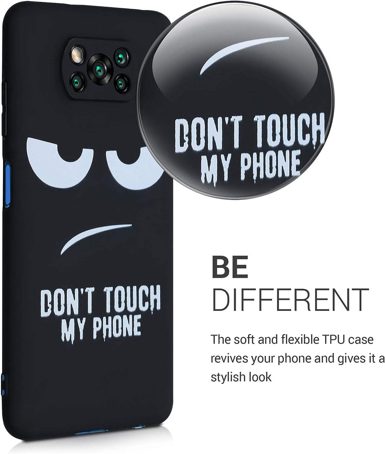 Kwmobile TPU Silicone Case Compatible with Xiaomi Poco X3 Nfc/Poco X3 Pro - Case Soft Cover - Don'T Touch My Phone White/Black  KW-Commerce   