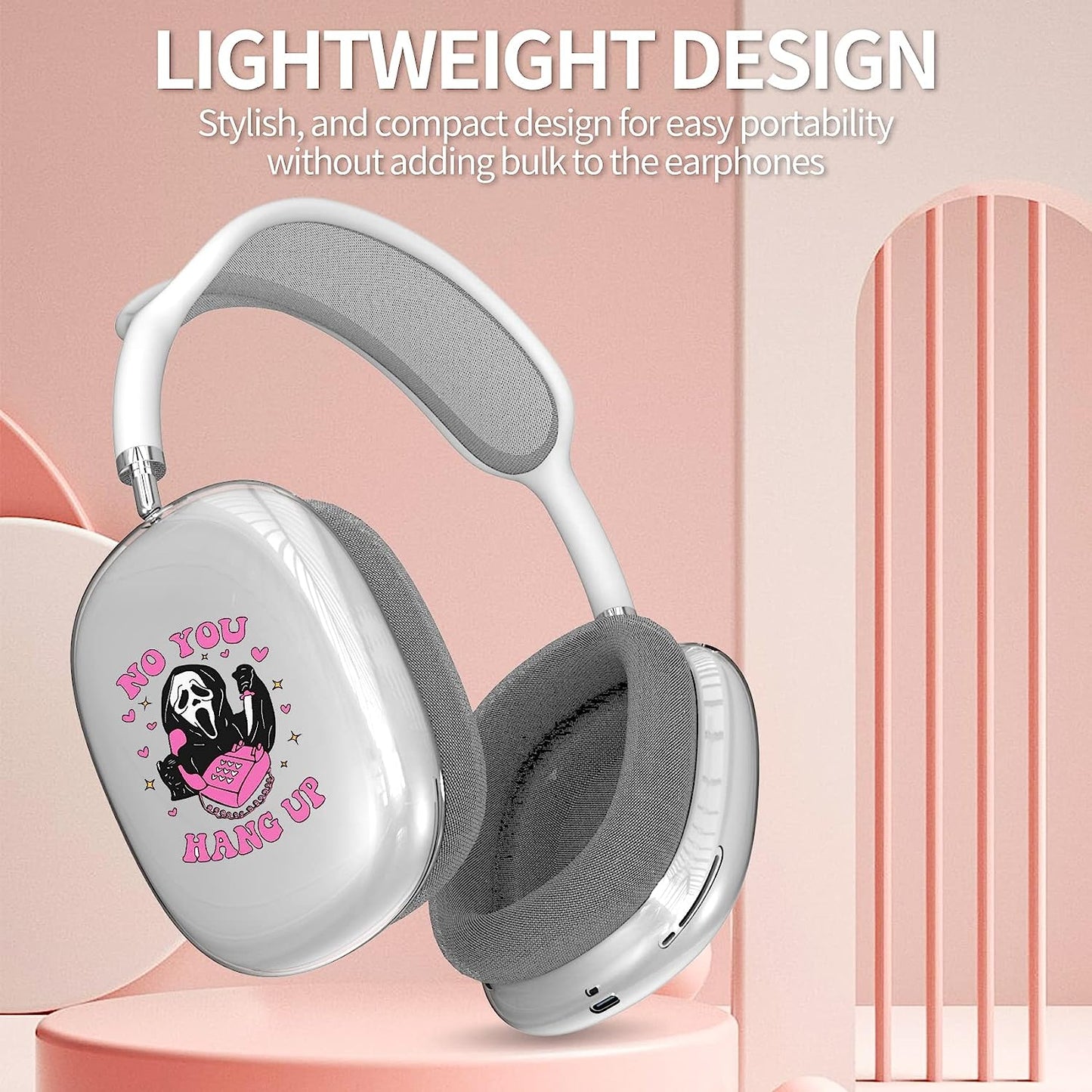 Airpods Max Cute Clear Cover Case, Clear Soft TPU Skin Case Compatible Airpods Max, Transparent Protective Cover for Apple Airpods (Scream Ghost)  DZHAXIE   