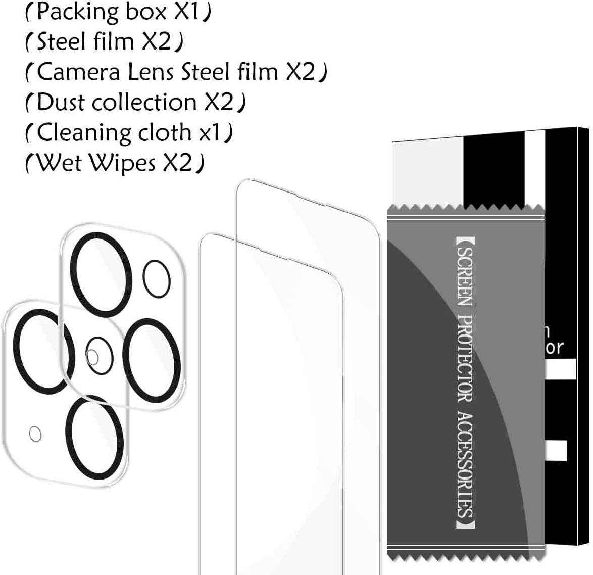 BIGFACE Compatible with Iphone 13 Mini Screen Protector + Camera Lens Protectors, [2 + 2 Pack] Premium HD Clear Tempered Glass, Anti-Bubble 3D Curved Accuracy Film for Iphone 13 Mini(5.4 Inch)  BIGFACE   