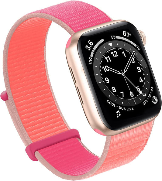 Bifeiyo Compatible with Apple Watch Band 49MM 45MM 44MM 42MM 41MM 40MM 38MM, Women Men Sport Nylon Loop Strap for Iwatch Series Ultra 8 7 6 5 4 3 2 1 SE (38/40/41Mm,Pomegranate)  Bifeiyo   