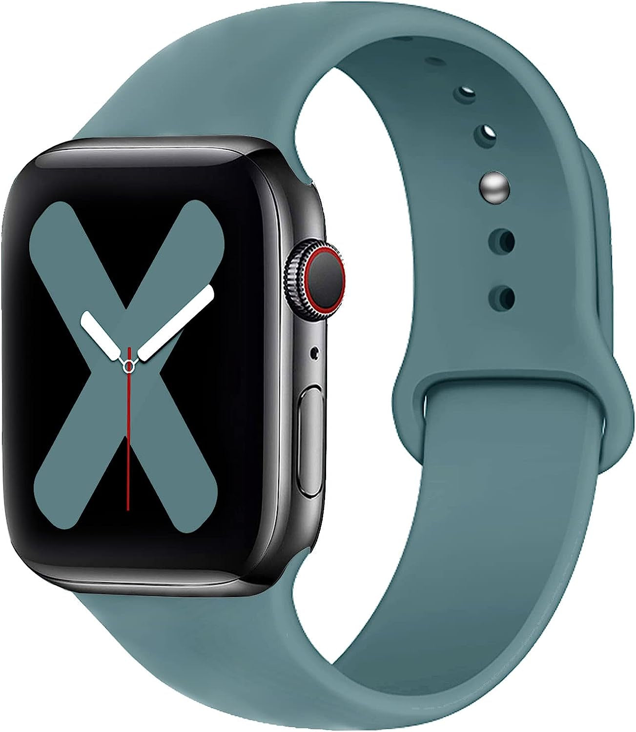 Saucyi Compatible with Apple Watch Band 41Mm 40Mm 38Mm 49Mm 45Mm 44Mm 42Mm,Soft Silicone Sport Band Replacement Strap with Classic Clasp for Iwatch Series 8 7 6 5 4 3 2 1 SE  Saucyi Pine Green 42mm/44mm/45mm/49mm S/M 