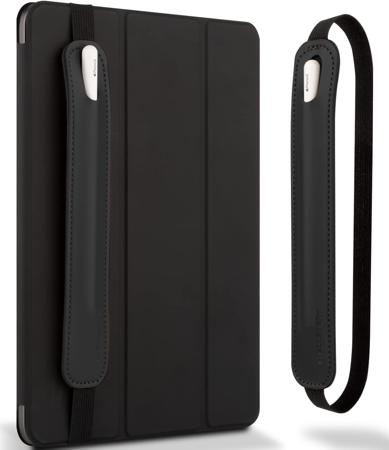 Goospery Pencil Holder Compatible with Apple Pencil Case(1St & 2Nd Generation)Stylus Pen Sleeve PU Leather Accessories Elastic Band for All Tablets Including Ipad Pro 12.9 11 Inch Air 4Th - Dark Grey  GOOSPERY Black  
