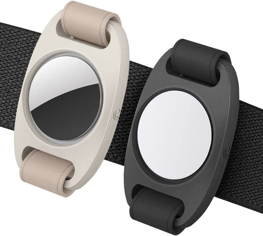 CYRILL Air Tag Dog Collar Holder Color Brick with Vegan Leather Loop Strap Accessory for Cat Pet Puppy [2 Pack - 1 Dusk / 1 Cream] Designed for Apple Air Tag Case (2021) - Dusk & Cream [2 Pack]  Spigen   