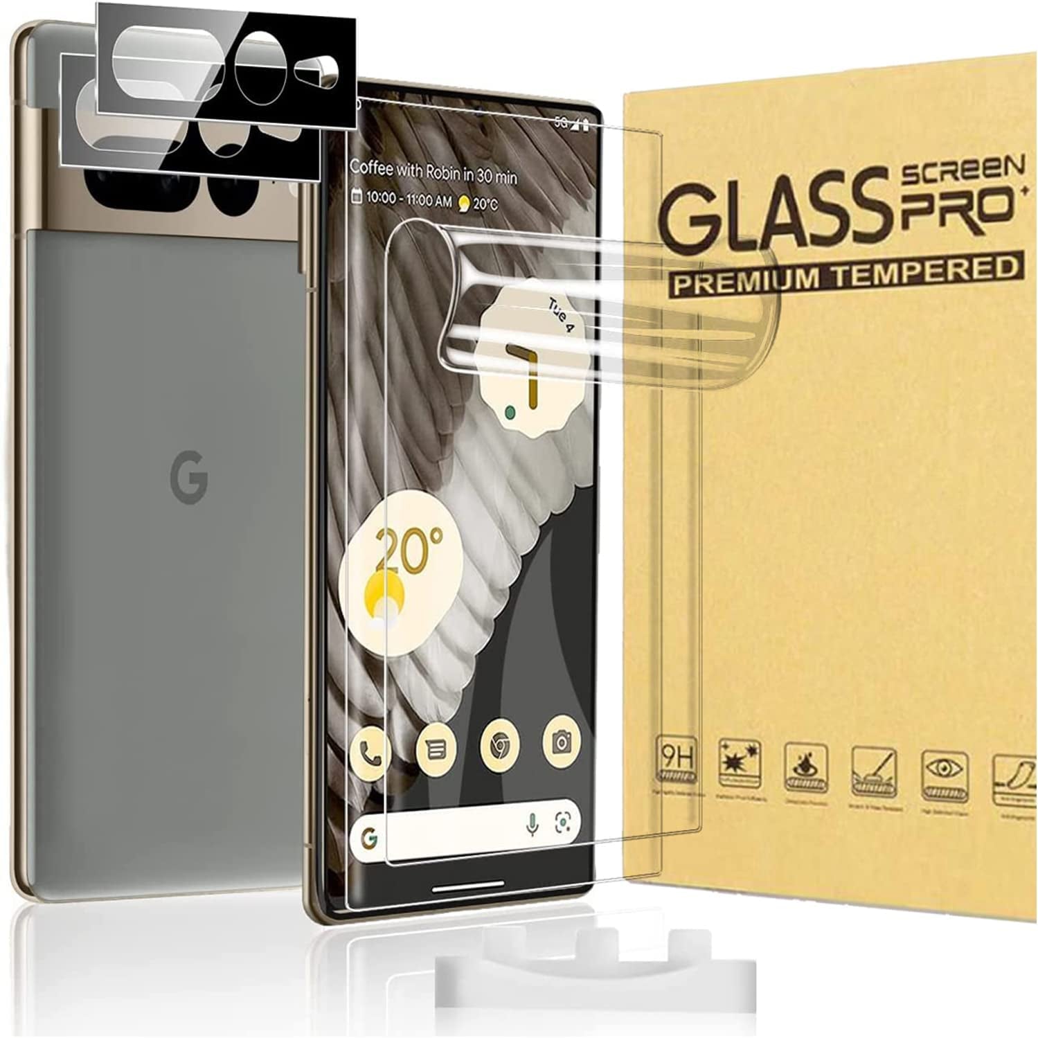 [2+2 Pack] for Google Pixel 7 Pro Screen Protector, 9H Tempered Glass, Ultrasonic Fingerprint Compatible, 3D Curved, HD Clear Scratch Resistant for Google Pixel 7 Pro 5G Glass Screen Protector…  HOMEMO   