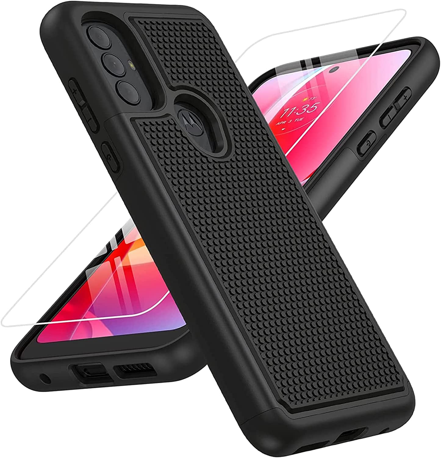 BNIUT for Motorola Moto G Power 2022 Case: Moto G Play 2023 Case & Moto G Pure 2021 Case - Dual Layer Protective Heavy Duty Phone Cover Shockproof Rugged with Non Slip Textured (Burgundy Purple)  binghexin Black Black  