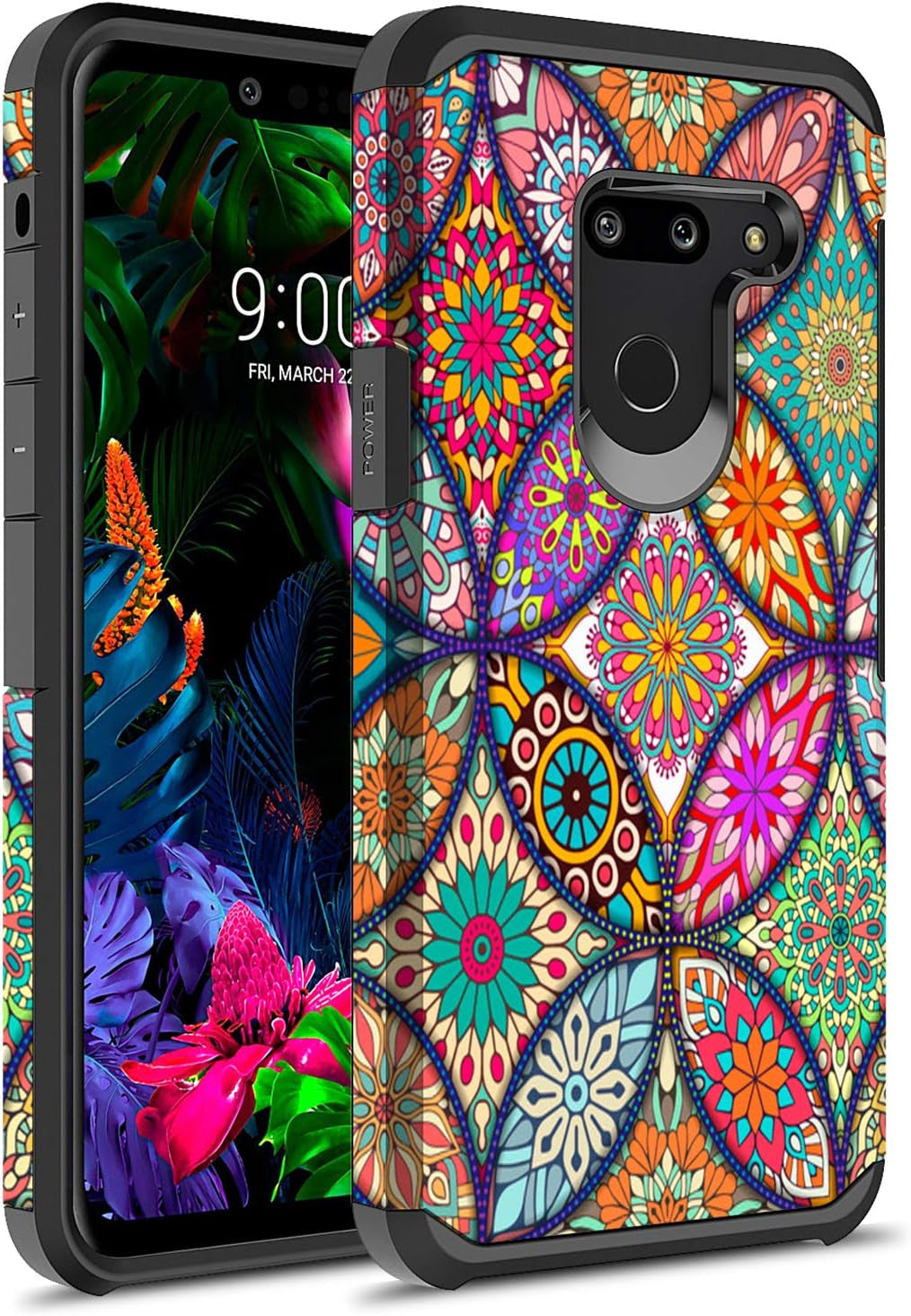 Rosebono Compatible with LG G8 Thinq Case, Slim Hybrid Dual Layer Shockproof Hard Cover Graphic Cover Armor Case for LG G8 Thinq (Dream Catcher)  Rosebono Fashion Colorful Mandala  