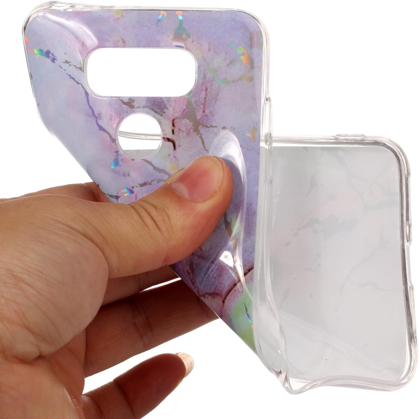 DAMONDY for LG G6 Case,3D Shiny Marble Glitter Ultra Thin Slim Back Skin Full Body Protective Soft TPU Rubber Bumper Case Phone Cover for LG G6-Pink Purple  DAMONDY   