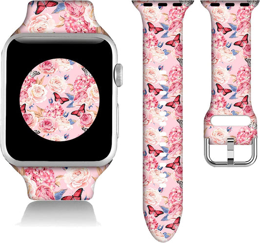 Butterfly Gifts Marble Decorations Wristband Straps for Apple Watch Band 38Mm/40Mm/41Mm/42Mm/44Mm/45Mm Soft Silicone Animal Watch Band Strap for Apple Smart Watch Series 7 6 5 4 3 2 1 SE.  DGDGDG   