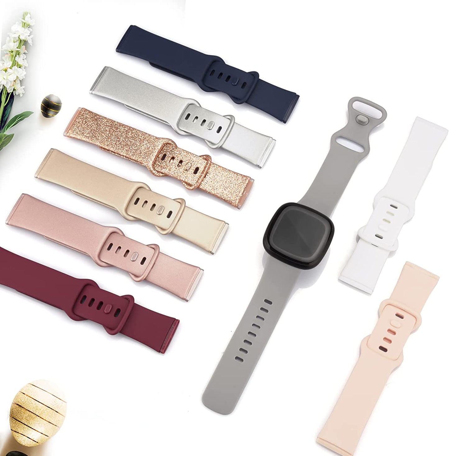 4 PACK Bands Compatible with Fitbit Sense 2 / Sense Bands/ Fitbit Versa 4/ Versa 3 Bands Women Men, Classic Soft Silicone Straps for Fitbit Sense 2 / Sense / Versa 4 / Versa 3 Smart Watch  AK   