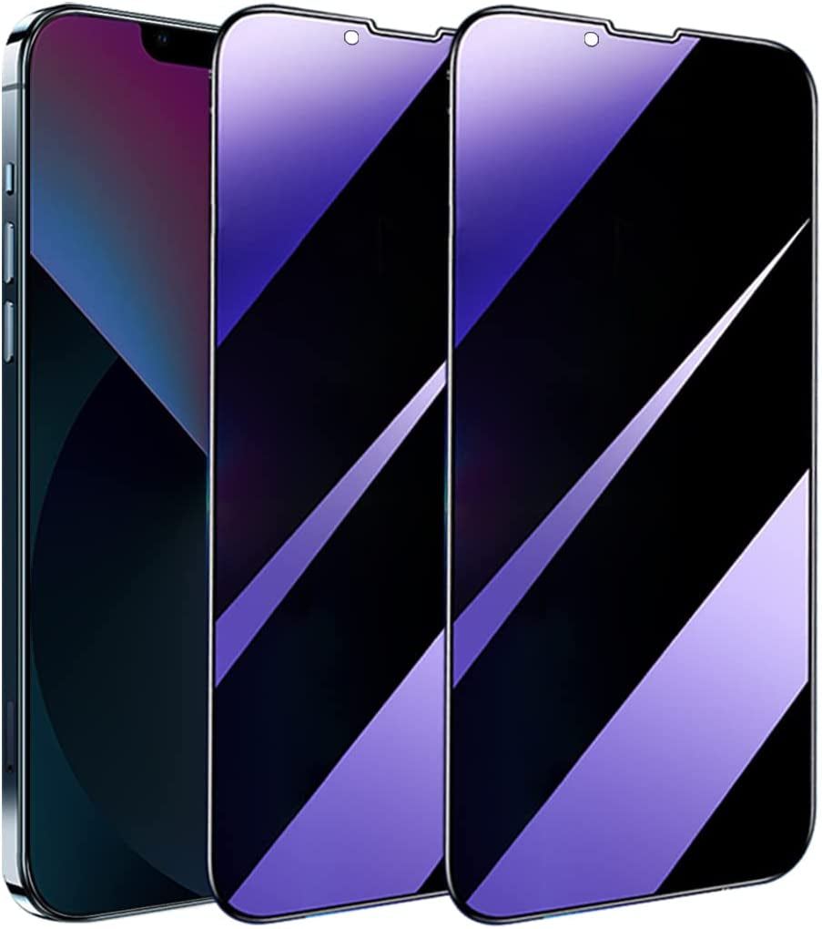 SOOPUR [2 Pack Compatible with Iphone 13 / Iphone 13 Pro/Iphone 14 Anti-Blue Light Privacy Screen Protector 6.1", Scratch Resistant, Anti-Shatter Tempered Glass Film, Rounded Edge Full Coverage  SOOPUR   