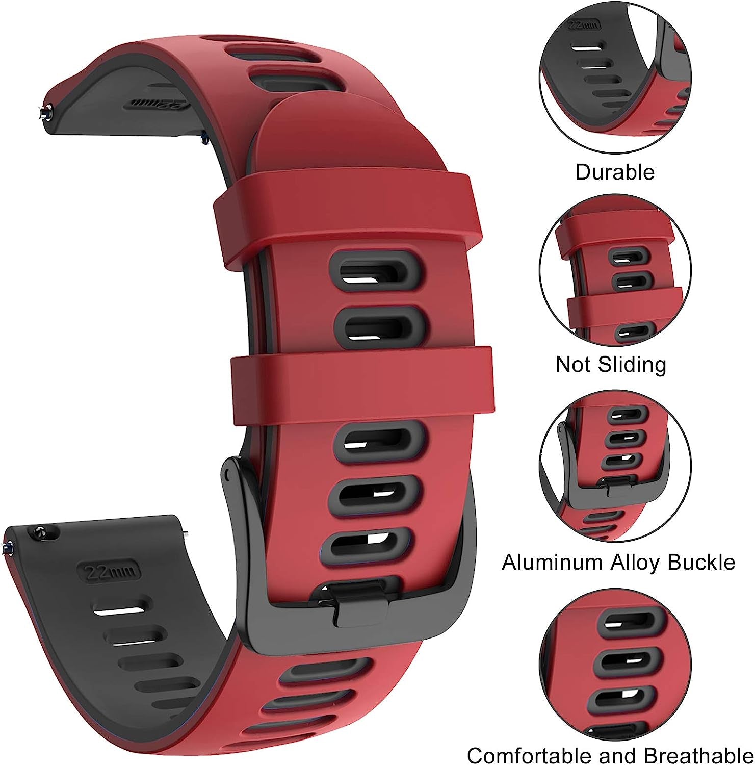 ISABAKE Soft Silicone Garmin Watch Strap for Garmin Vivoactive 3/Samsung Galaxy Active 2/Garmin Forerunner 245/245 Music 645/Forerunner 645 Music  ISABAKE   