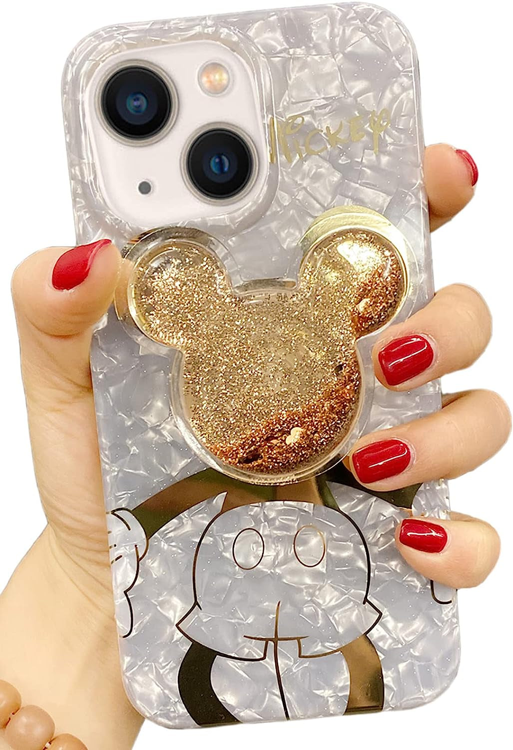 Jerisln Cartoon Case for Iphone 11 Pro Max Cute Golden Minnie Sparkle Bling Cover with Quicksand Holder,Kickstand Soft TPU Shockproof Protective for Women Girls(Iphone 11 Pro Max Minnie 6.5'')  Jerisln Golden/Mickey Iphone 13(6.1") 