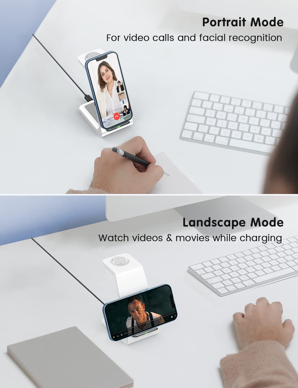 Joygeek Wireless Charging Station, Wireless Charger Stand, 3 in 1 Charging Station for Apple Iphone 14/13/12/11/SE/X/8 Series, Apple Watch Ultra/8/Se/7/6/3, Airpods Pro 2/3/2/Pro - White  JoyGeek   