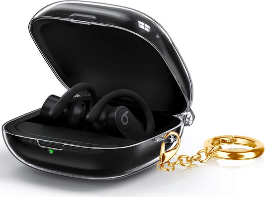 Powerbeats Pro Case, AIRSPO Clear Powerbeats Pro Case Cover for Powerbeats Pro Wireless Earbuds Case Full Body Protective Cover Skin with Keychain for Men Women (Clear)  AIRSPO   