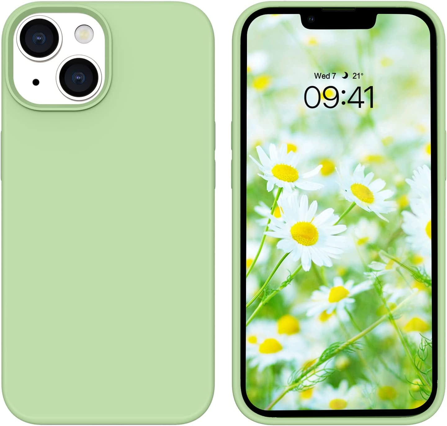 BENTOBEN Compatible with Iphone 14 Case, Liquid Silicone Gel Rubber Bumper Microfiber Lining Hard Back Shockproof Protective Phone Cover for Iphone 14 6.1",Antique White  BENTOBEN T025-Matcha Green  