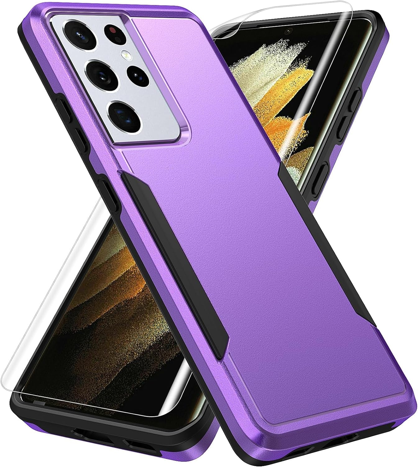 For Samsung Galaxy S21 Ultra Case, S21 Ultra Case with Screen Protector,[Military Grade Drop Tested] Heavy-Duty Tough Rugged Shockproof Protective Phone Case for Galaxy S21 Ultra 6.8 Inch (Blue)  BOYOSS Purple  