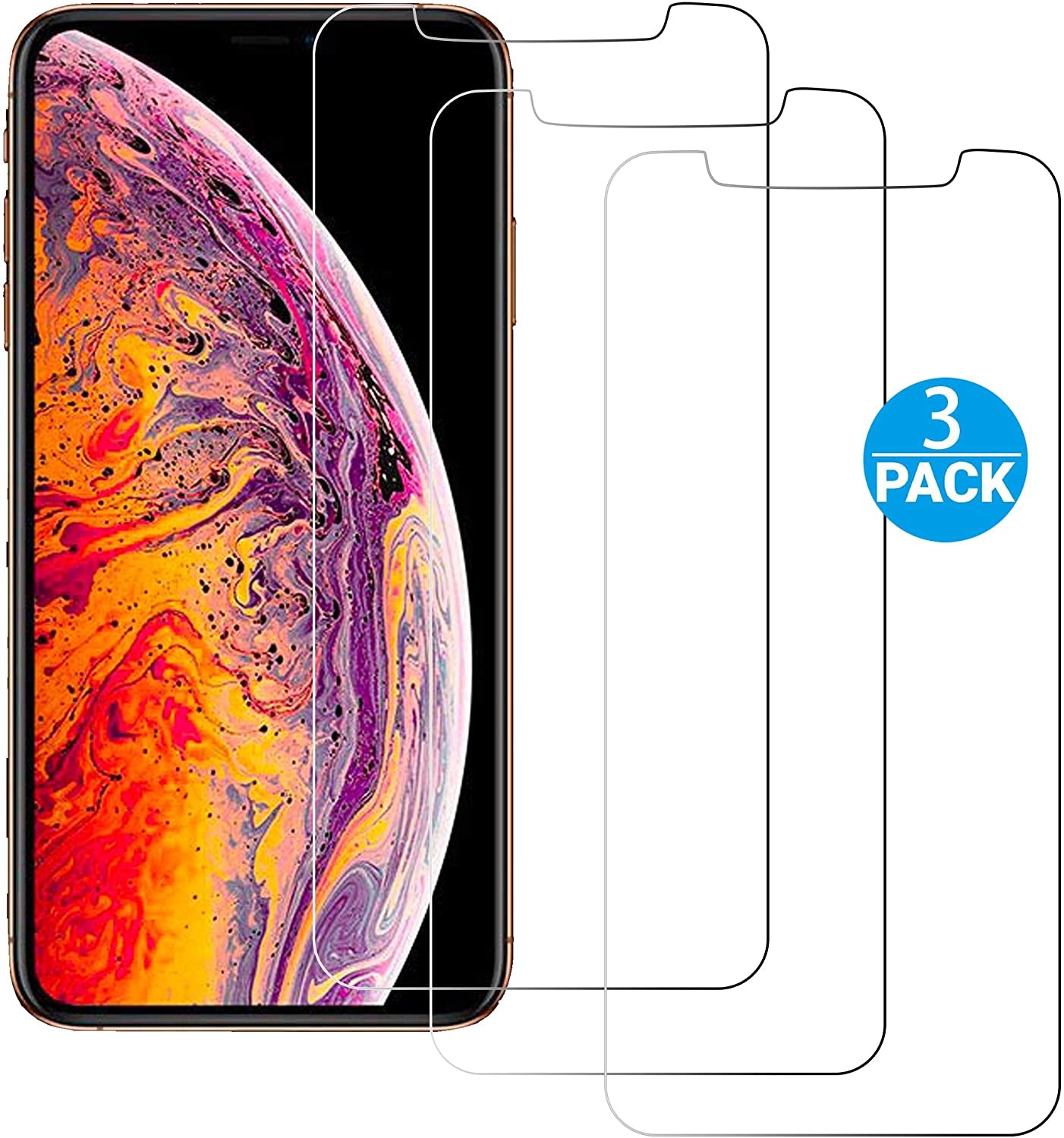 Ailun for Apple Iphone 11 Pro/ Xs/ X Screen Protector,3 Pack,5.8 Inch Display,Tempered Glass 2.5D Edge Work Most Case[Not for Iphone 11,6.1 Inch]  Ailun   