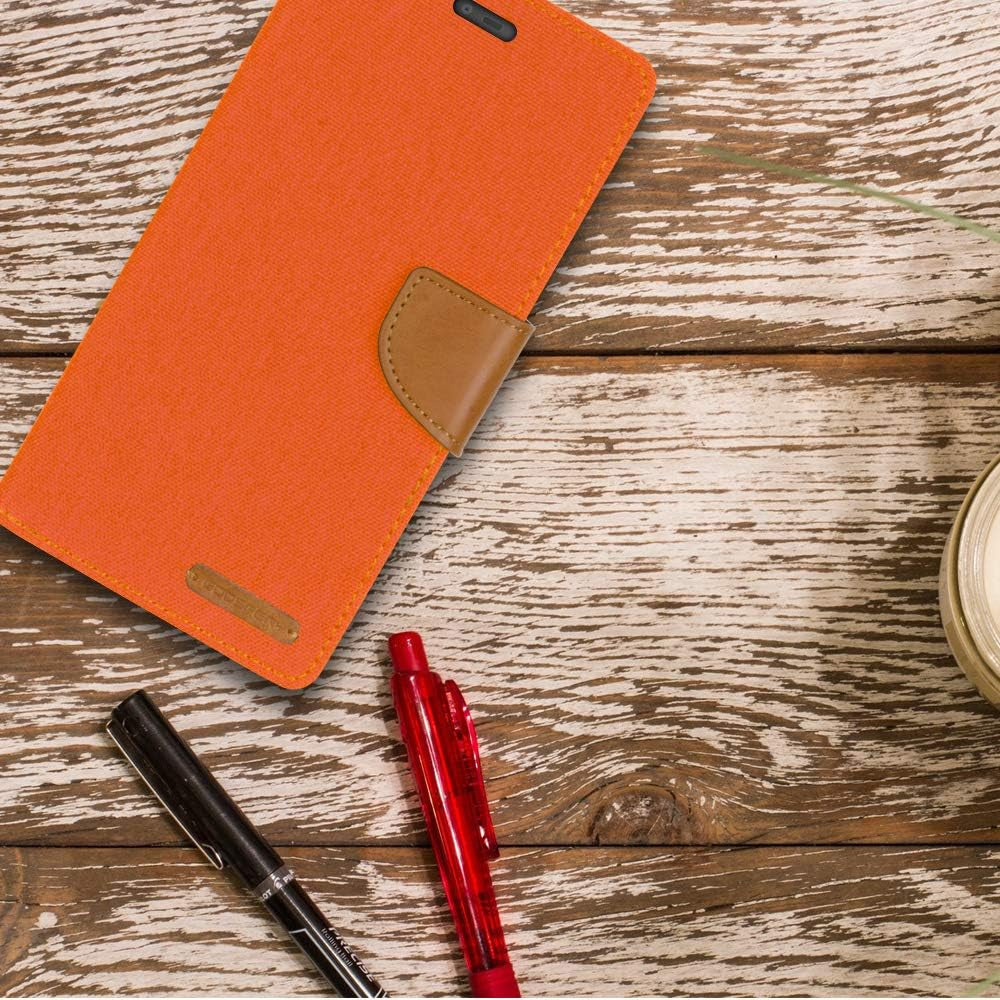 GOOSPERY Canvas Wallet for LG V40 Thinq Case (2018) Denim Stand Flip Cover (Orange)  GOOSPERY   