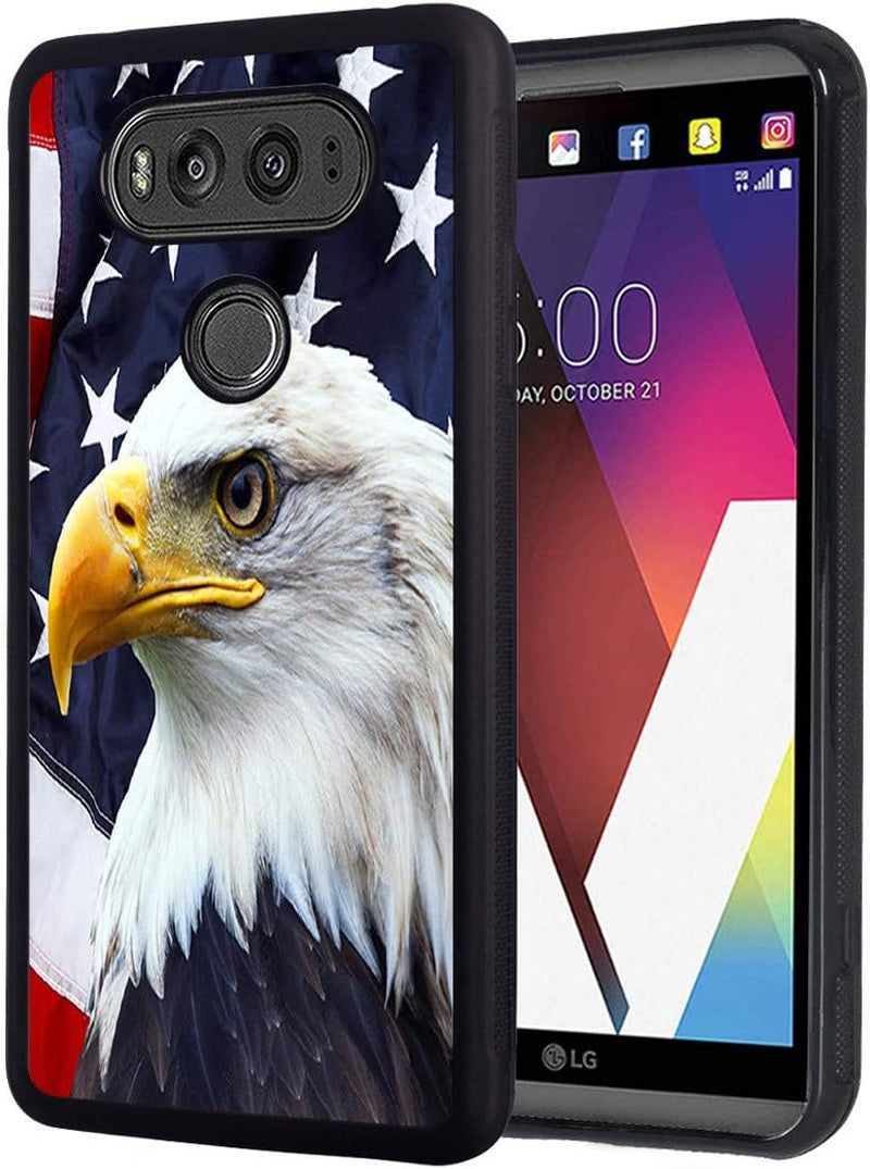 Case for LG V30, Patriotic Bald Eagle American Flag Design Slim Anti-Scratch Rubber Protective Cover for LG V30/LG V30S/LG V30 Plus/Lg V30S Thinq/Lg V35  BWOOLL   