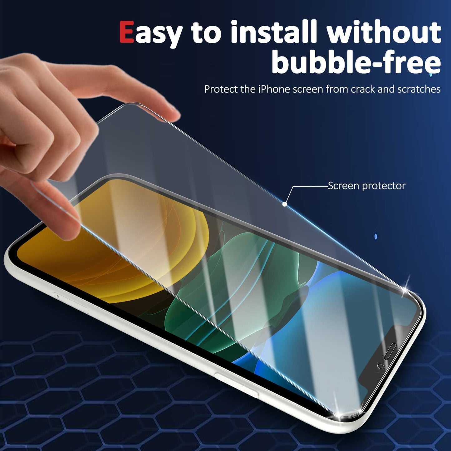 YMHML [3 Pack Screen Protector for Iphone 11 6.1 Inch, [Military Grade Shatterproof] Bubble Free Scratch Resistant HD Tempered Glass Film -Case Friendly  YMHML   