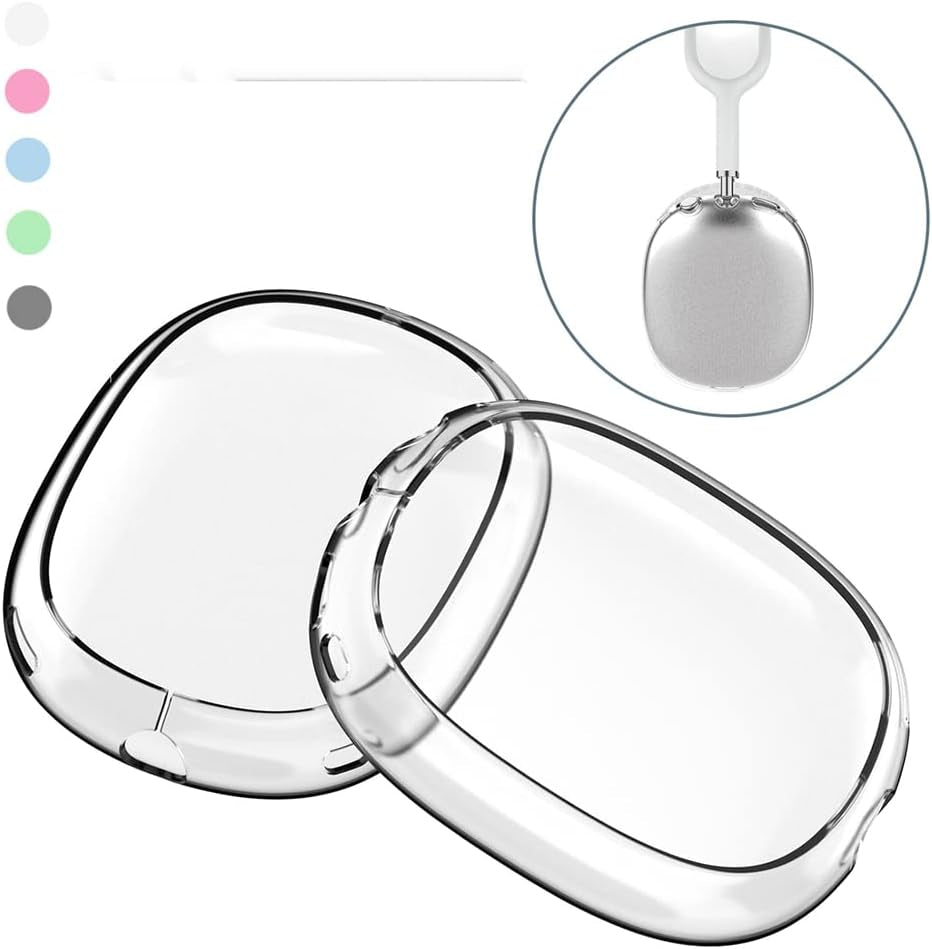 For Airpods Max Transparent Case Cover,2Pcs/Set Soft Anti-Scratch Soft Protective Cover for Airpods Max,Tpu Wireless Shockproof Headphones Case Protective Sleeve Protector (Blue)  Aoyygg   