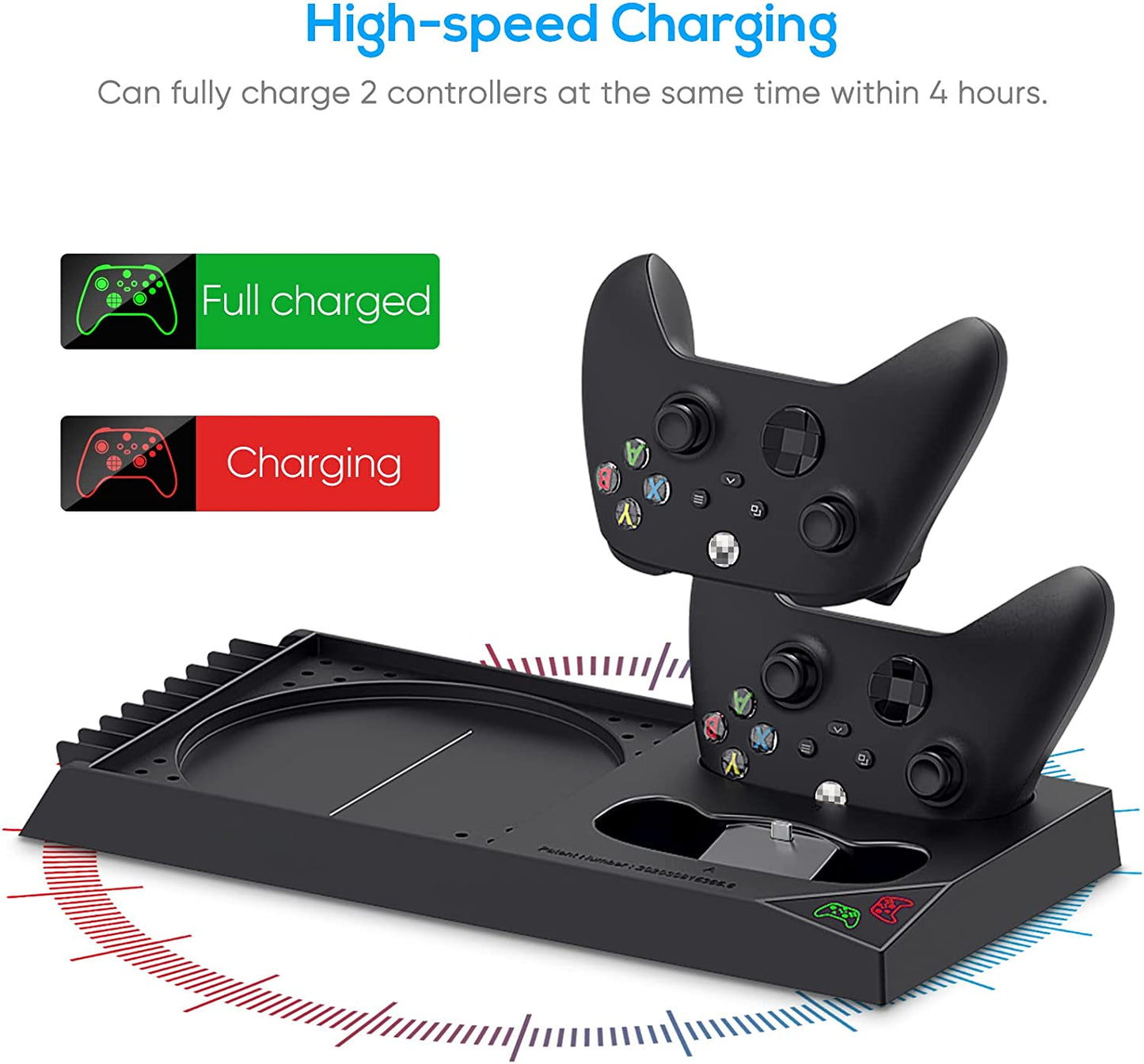 Vertical Cooling Stand for Xbox Series X with 2 Pack Dust Filter Cover and Rubber Dust Plugs and Joystick Thumb Grips  YUANHOT   