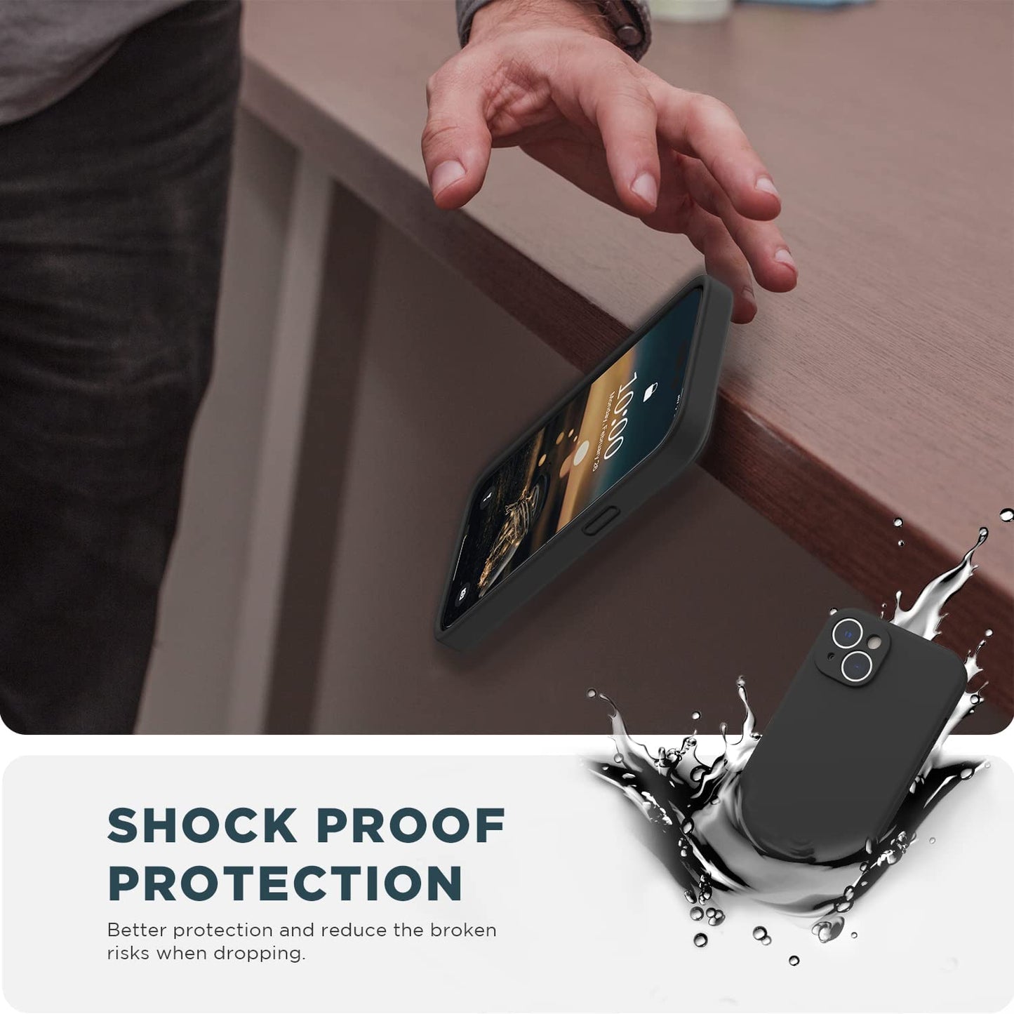 SURPHY Compatible with Iphone 14 Case with Screen Protector (Camera Protection + Soft Microfiber Lining) Liquid Silicone Phone Case 6.1 Inch 2022, Black  SURPHY   