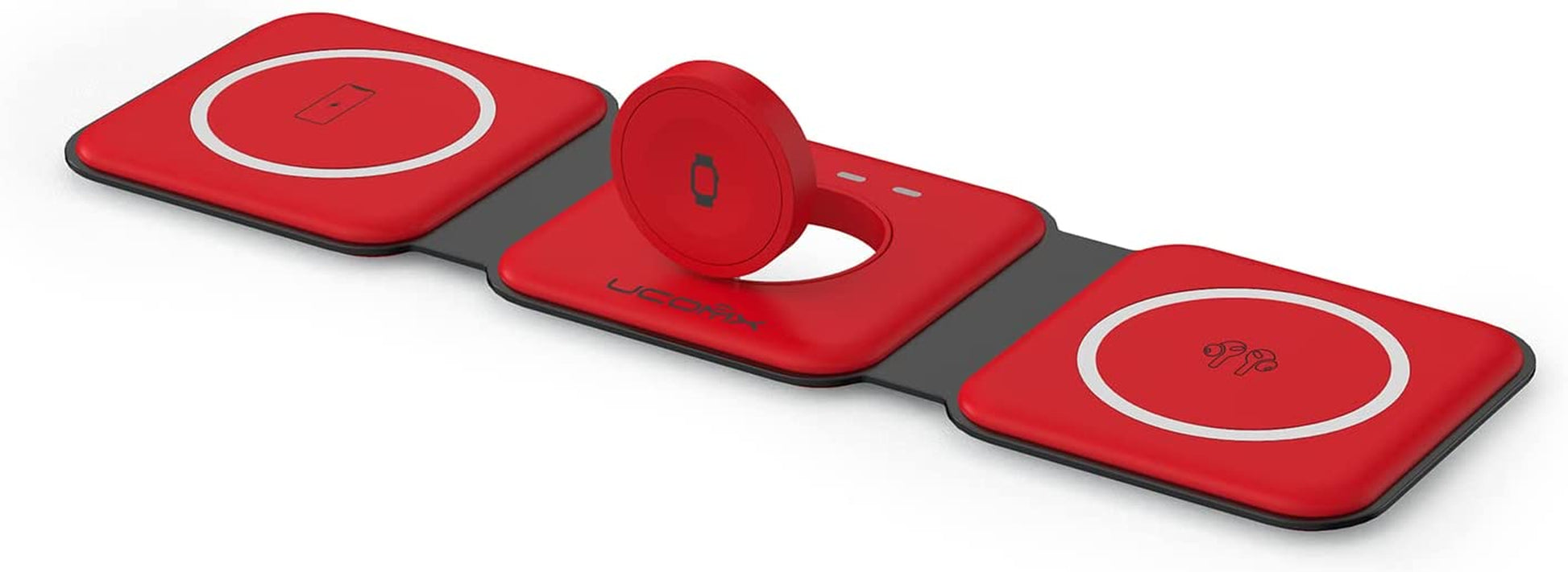UCOMX Nano 3 in 1 Wireless Charger for Iphone,Magnetic Foldable 3 in 1 Charging Station,Travel Charger for Multple Devices for Iphone 14/13/12 Series,Airpods 3/2/Pro,Iwatch(Adapter Included)  Lilimlss LLC Deep Red  