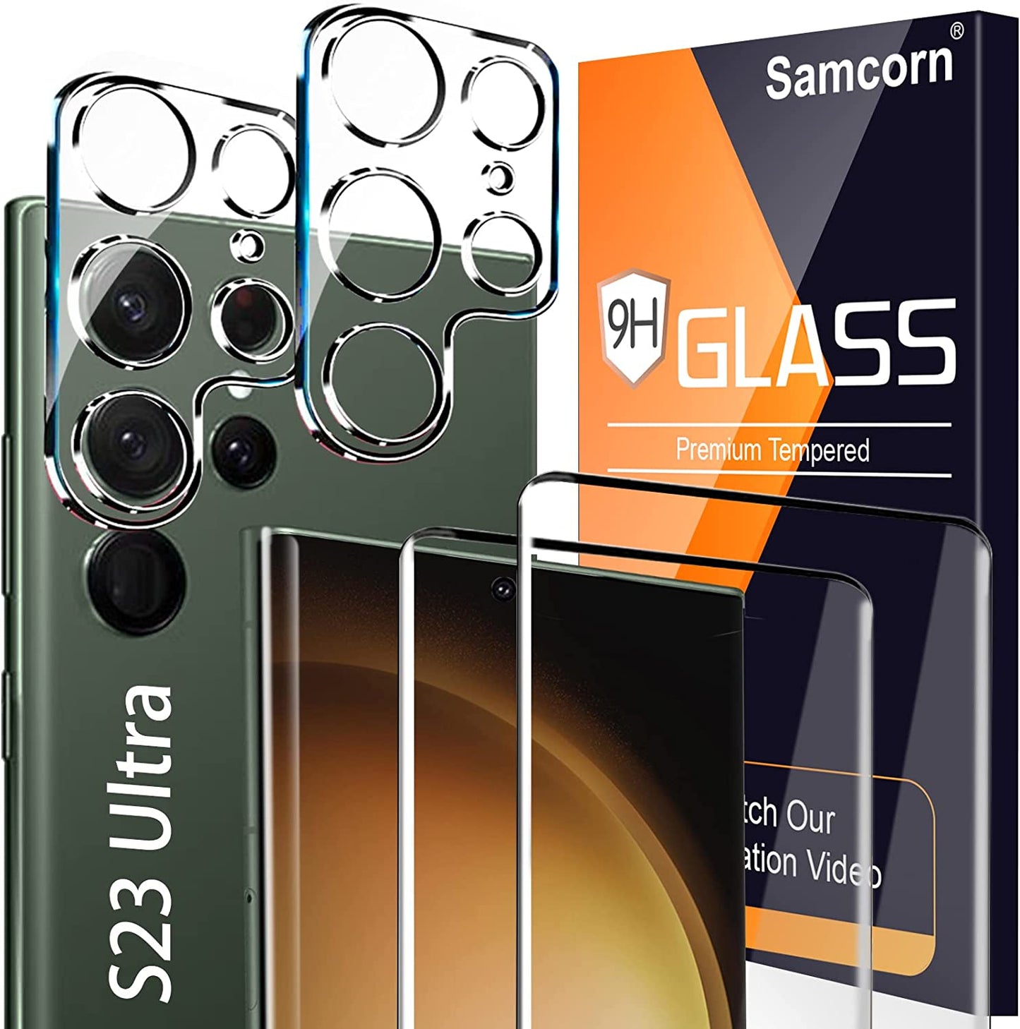 [3+3 Pack] for Samsung Galaxy S23 Screen Protector, 9H Tempered Glass, Ultrasonic Fingerprint Compatible, HD Clear Case Friendly for Samsung S23 Glass Screen Protector 5G  Samcorn S23ULTRA-6.8inch-new  