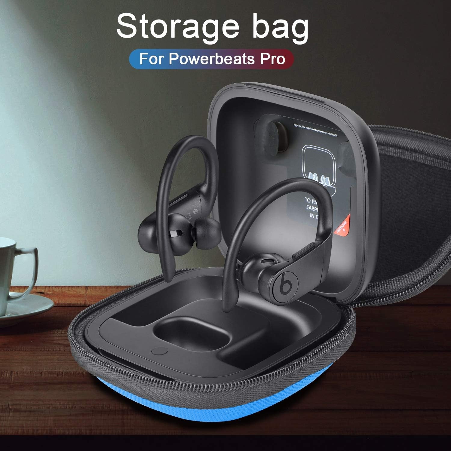 Portable Carrying Case Compatible for Powerbeats Pro Case Cover, ANKASI Hard Travel Protective Storage Cover Case Nylon Accessories Bag with Lanyard/For Beats Powerbeats Pro 2019 (Blue)  ANKASI   