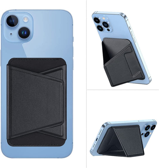 ZICISI Magnetic Wallet Stand with Card Holder,Magsafe Wallet Kickstand for Apple Iphone 14/13/12 Pro Max,Compatible with Mag Safe Accessories,3 Cards,Vagen Leather,Black  ZICISI   