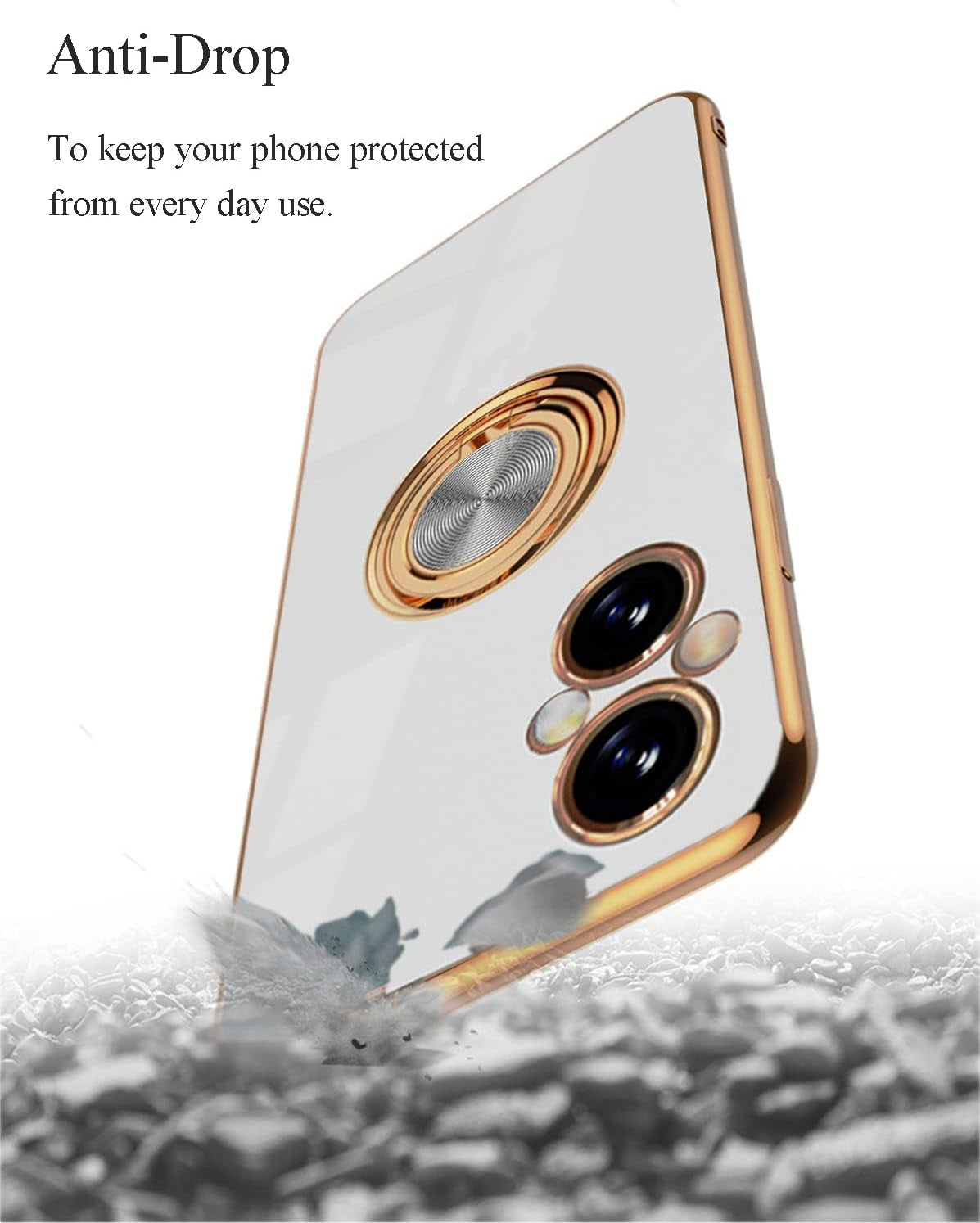 Yarxiawin Compatible for Oneplus Nord N20 5G Case Ring Holder Magnet Silicone, Oneplus N20 5G Case Thin Phone Case Aesthetic Black 360° Rotatable Metal Stand (White)  Yarxiawin   