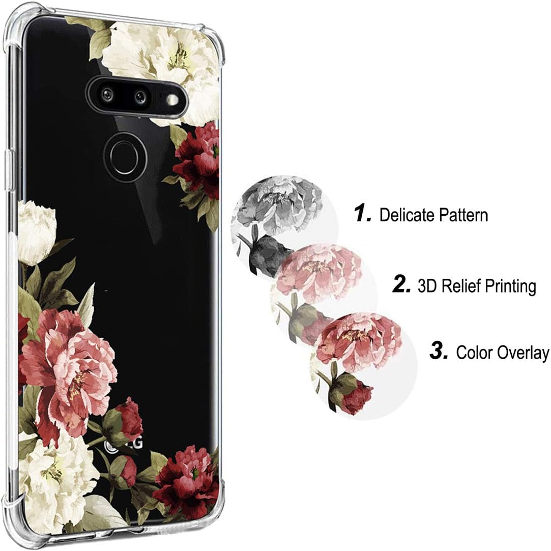 Ueokeird for LG G8 Thinq Case, for LG G8 Case with Flowers, Slim Shockproof Clear Floral Pattern Soft Flexible TPU Back Phone Protective Cover for LG G8 Thinq (2019 Release) (Blossom Flower)  Ueokeird   