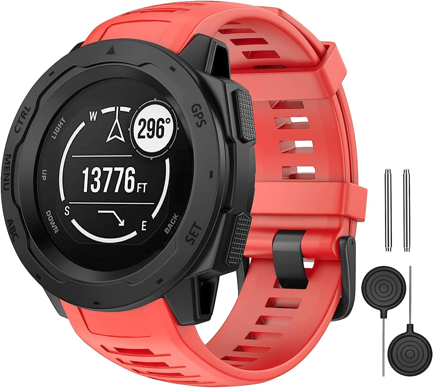 MYSNBKN Compatible with Garmin Instinct Band, Soft Silicone Replacement Watch Strap for Garmin Instinct/ Solar/ Tactical  MYSNBKN Flame Red  