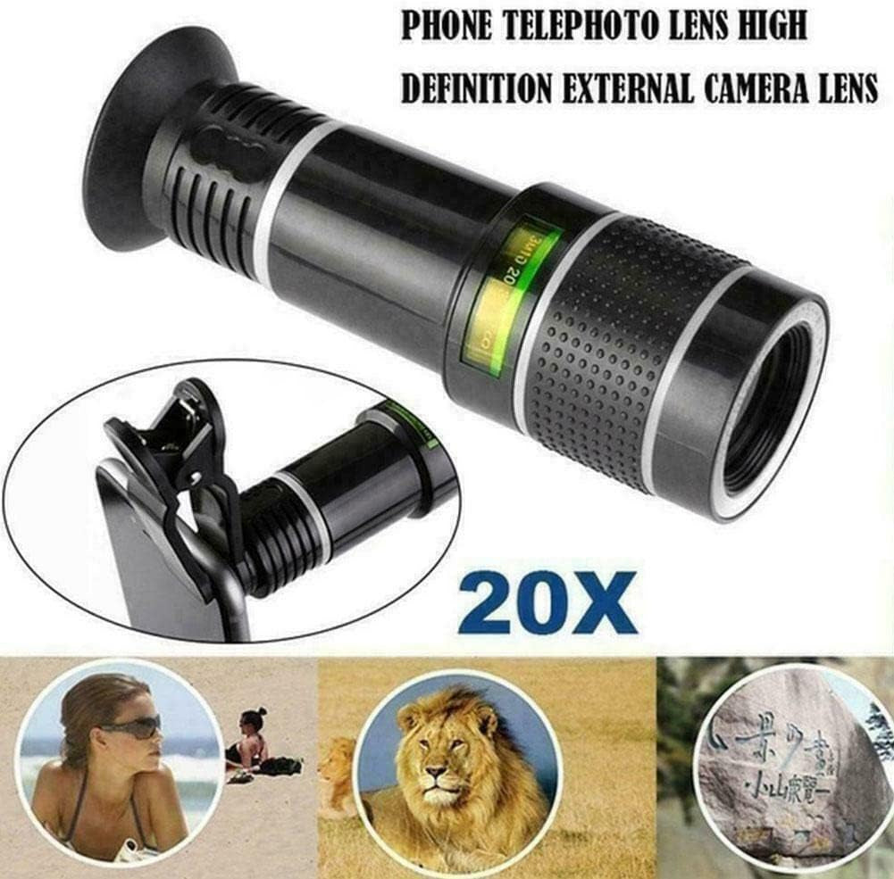 20X Mobile Telephoto Lens with Clip Universal 20X Zoom Universal Clip on Telephoto Lens External Mobile Phone Camera  TECKEEN   