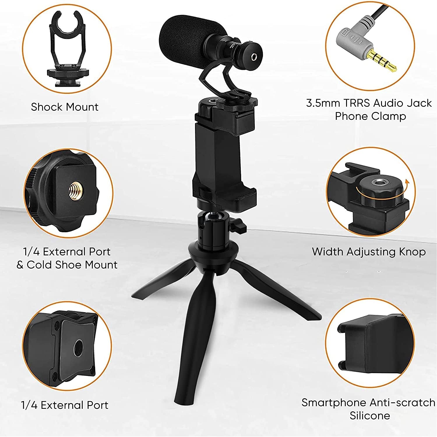 Comica CVM-VM10-K2 Smartphone Microphone with Tripod, Shotgun Video Mic for Iphone and Android Phone, Vlogging Kit for Youtube Recording Facebook Live, 3.5 Mm TRRS  COMICA   