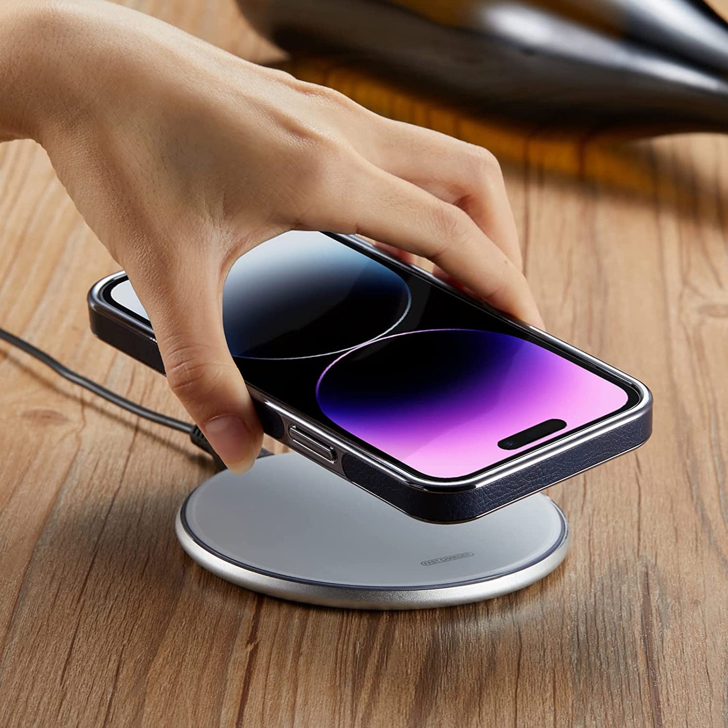 MOHEYO Designed for Iphone 14 Pro Max Case Compatible with Magsafe Removable Wallet Card Holder Magnetic Slim Thin Vegan Leather Cover (Blue)  MOHEYO   