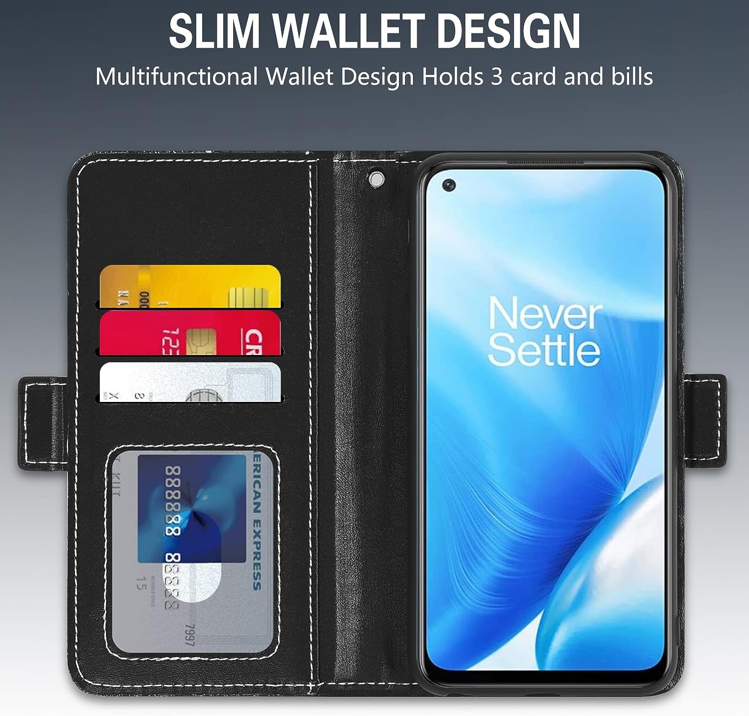 Asuwish Phone Case for Oneplus Nord N200 5G Wallet Cover with Screen Protector and Flip Card Holder Bling Glitter Stand Cell One plus N 200 G5 1 plus 200N 1Plus One+ 1+ N2005G 2021 Women Girls Black  Asuwish   