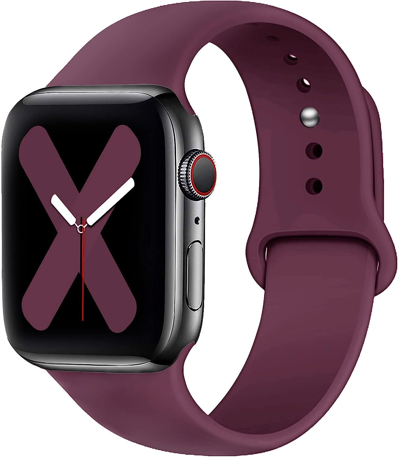 Saucyi Compatible with Apple Watch Band 41Mm 40Mm 38Mm 49Mm 45Mm 44Mm 42Mm,Soft Silicone Sport Band Replacement Strap with Classic Clasp for Iwatch Series 8 7 6 5 4 3 2 1 SE  Saucyi Wine Red 38mm/40mm/41mm S/M 