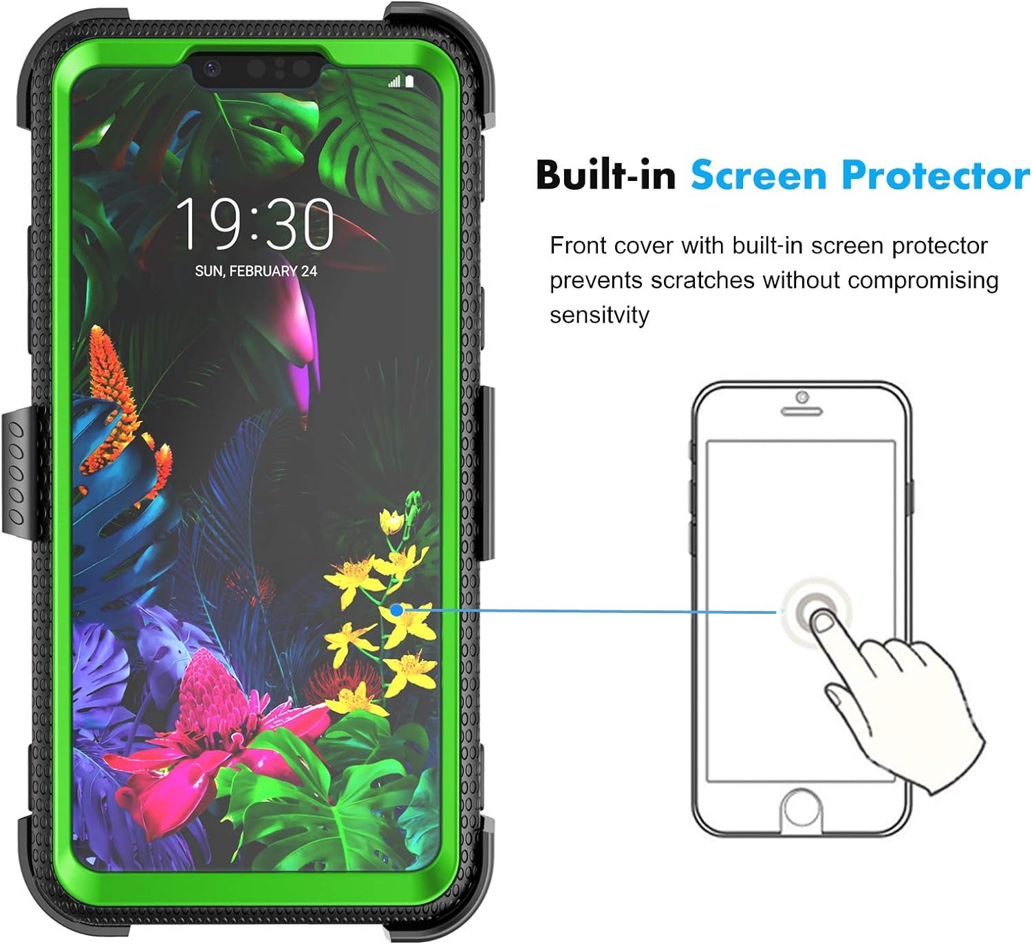 Njjex Compatible with LG G8 Thinq Case/Lg G8 Holster Case, [Nbeck] Shockproof Heavy Duty Built-In Screen Protector Rugged Locking Swivel Belt Clip Kickstand Hard Shell Cover [Green]  NJJEX   
