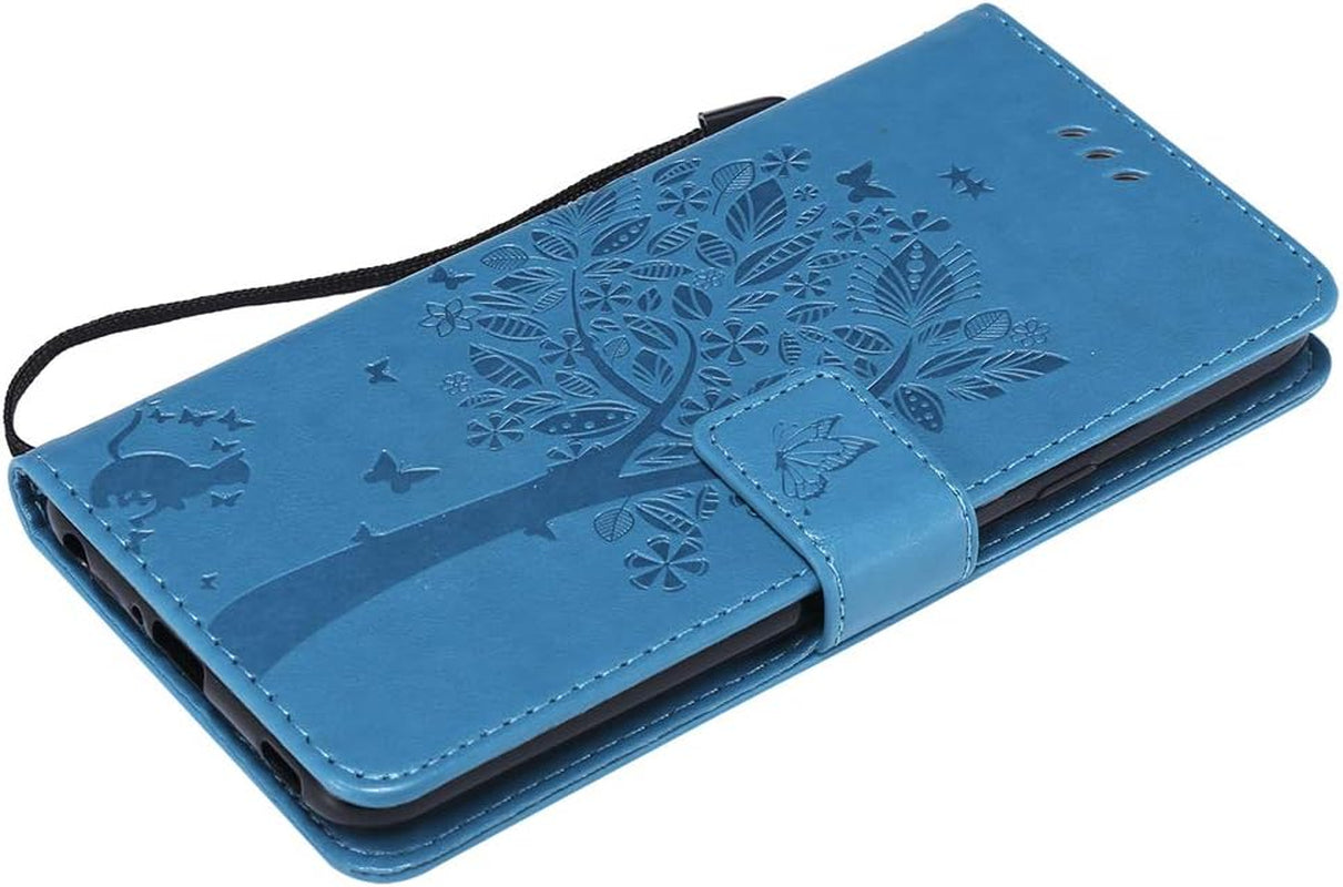 ISADENSER LG V40 Thinq Case LG V40 Flip Case for Women [Wallet Stand] as Case with Cards Slot Holder Cash Pockets Magnetic Closure PU Leather Wallet Case Cover for LG V40 Thinq Blue Cat Wish Tree  ISADENSER   