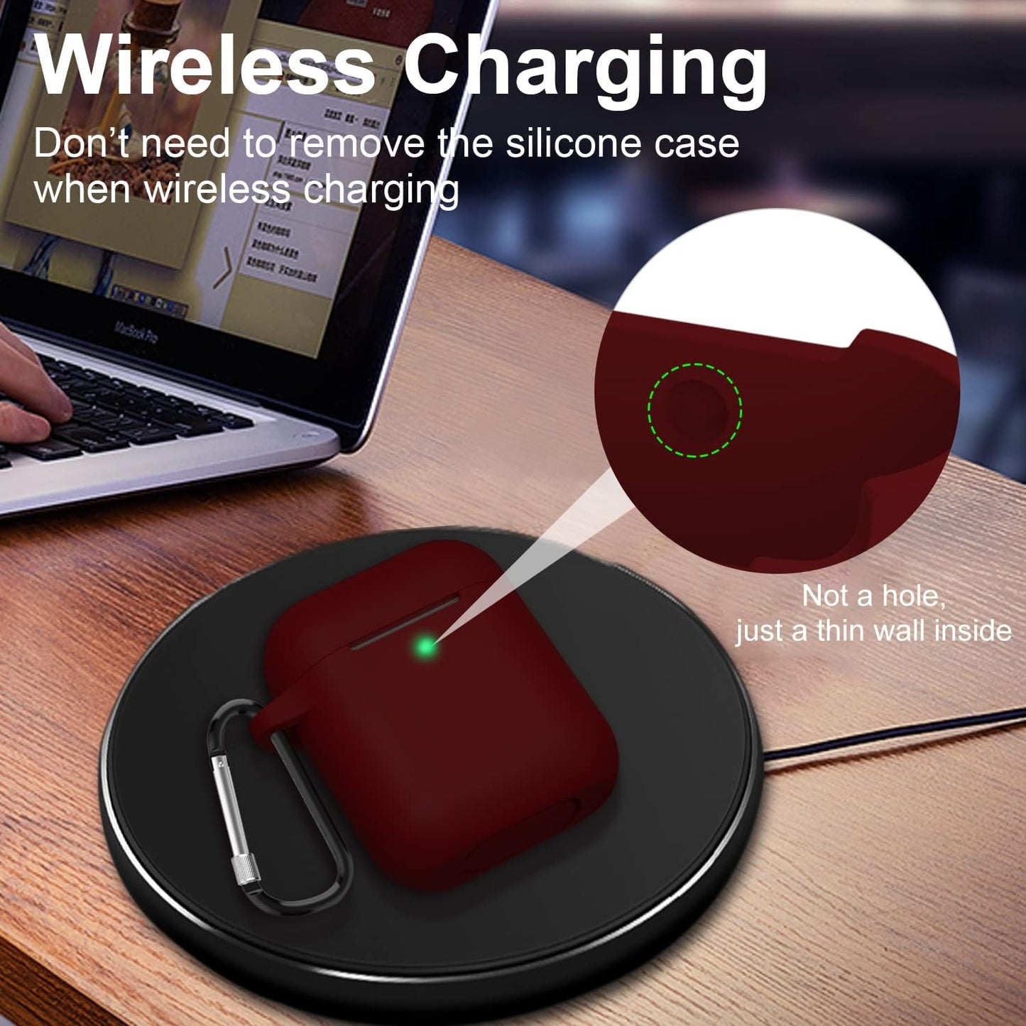 SATLITOG Airpods Case Cover with Secure Lock Keychain, Protective Silicone Cover Compatible with Apple Airpods 2Nd & 1St Charging Case - Burgundy  SATLITOG   